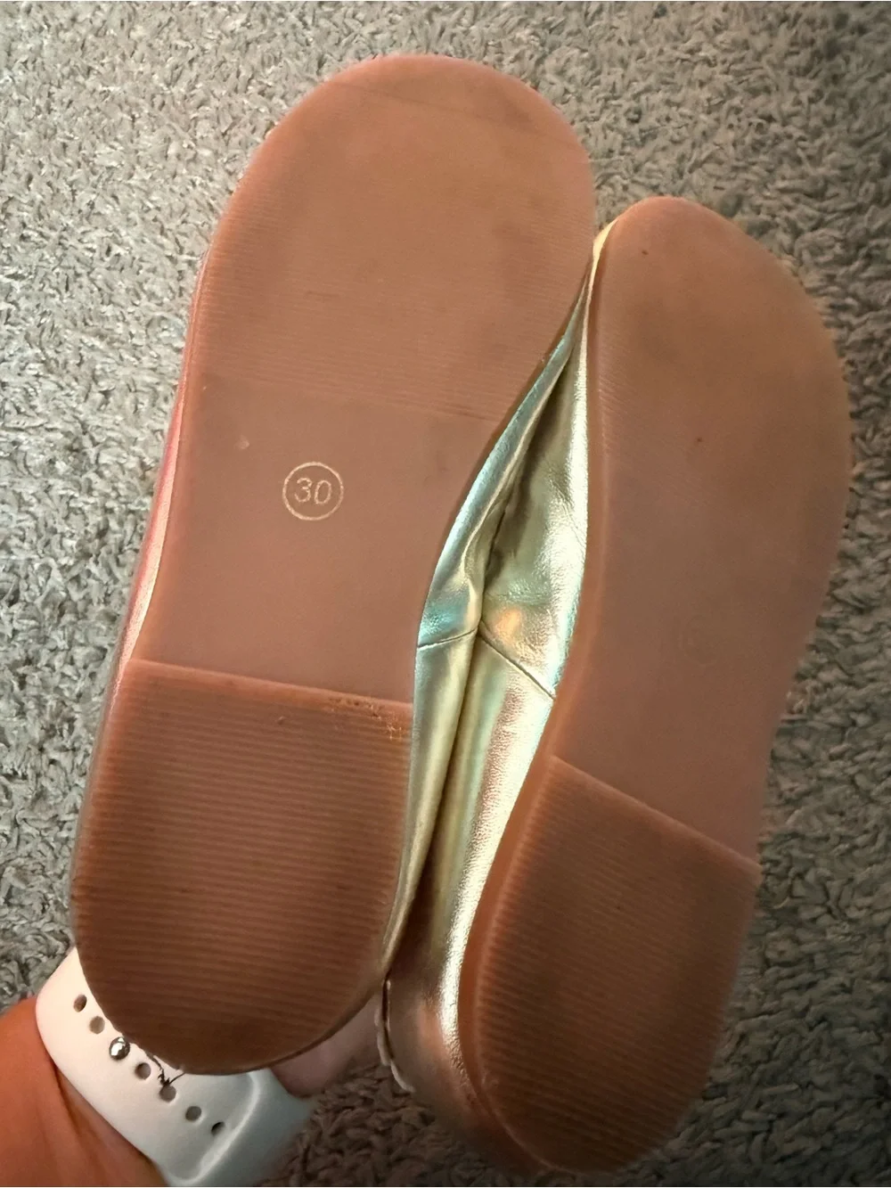 Mini Boden Metallic Gold Mary Jane Ballet Flat Sz 30 (12.5)